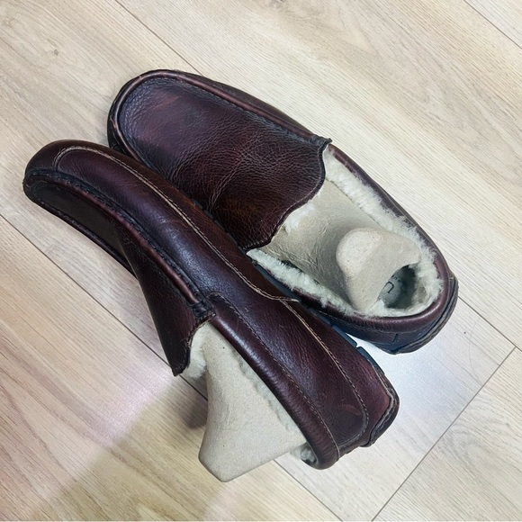 UGG Dark Brown Lined Ascot Leather Driving Loafers 10